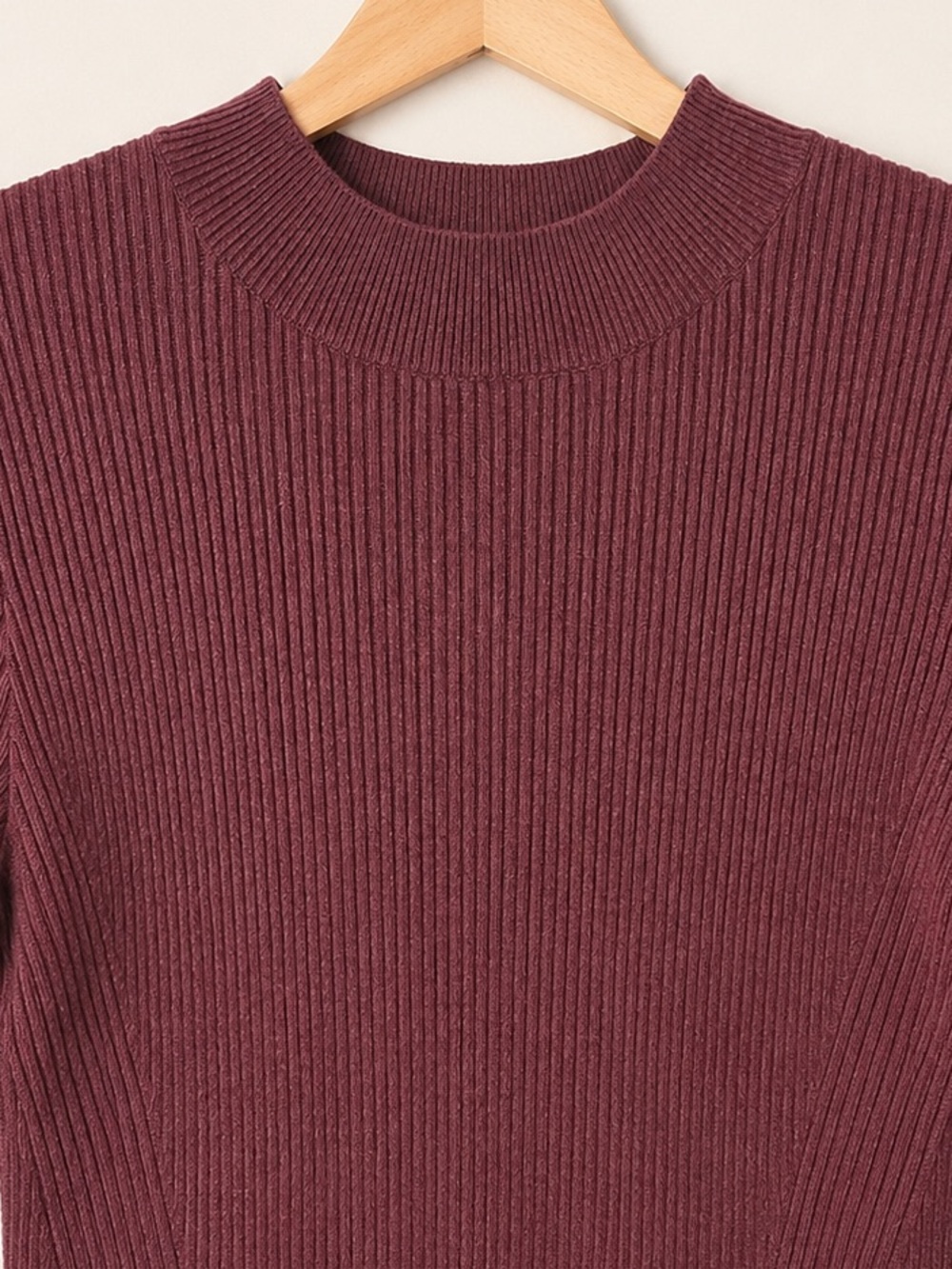 Taylor Ribbed Knit Sweater in Burgundy - Picture 5 of 8